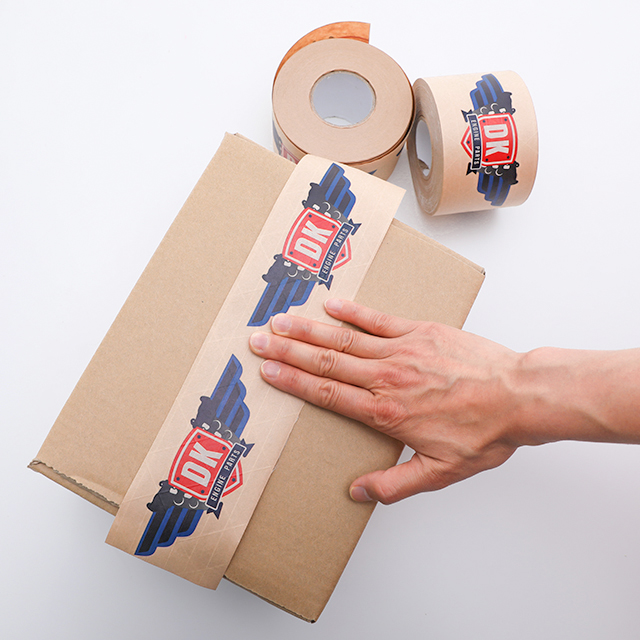 48mm X 50y 48Rolls/Carton Custom Printed Two Color Logo Self Adhesive Kraft Paper Packaging Tape Carton Sealing Tape