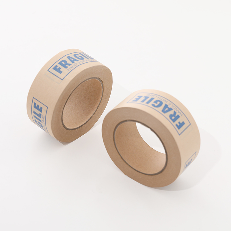 Kraft Tape with Blue Fragile Logo Self-adhesive Rubber